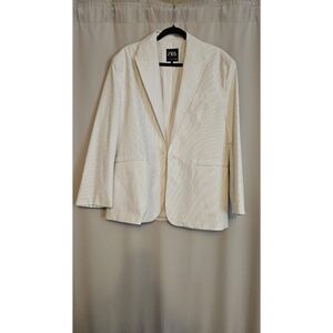 Zara Cream Pinstriped Single-Button Blazer
